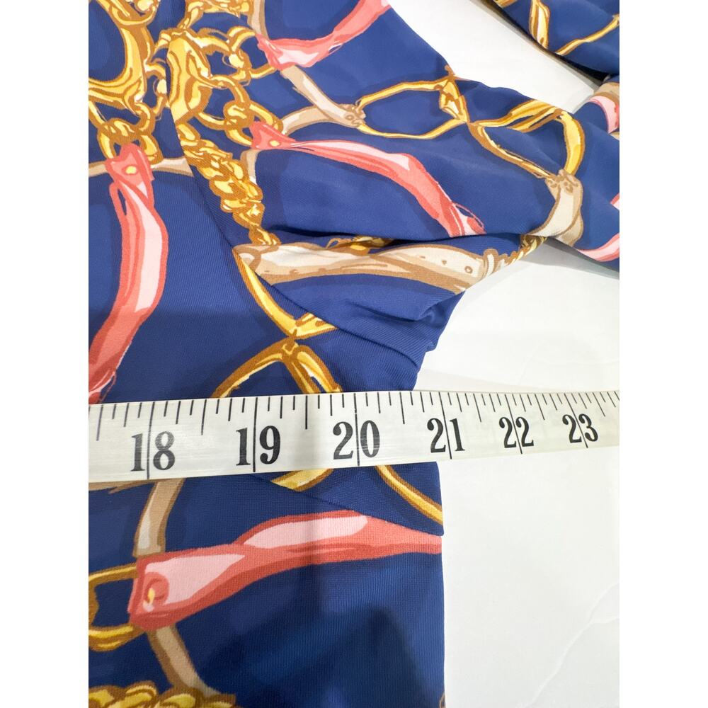 J McLaughlin Amory Maxi Dress XL Mega Riding Lessons Navy Coral Catalina - Picture 13 of 13